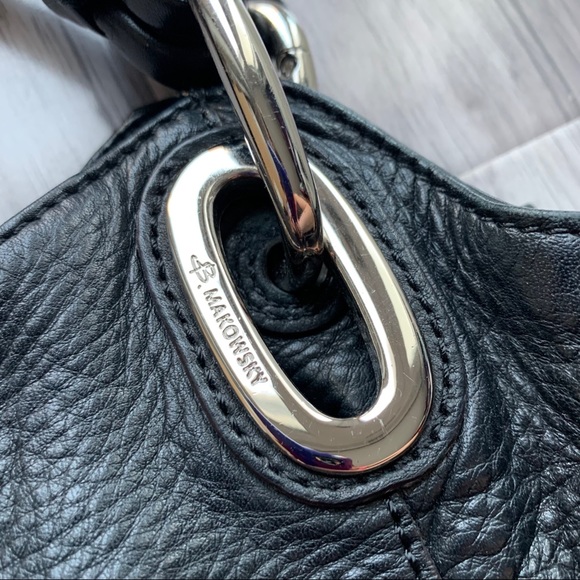 B Makowsky Black Leather Handbag - Picture 3 of 11
